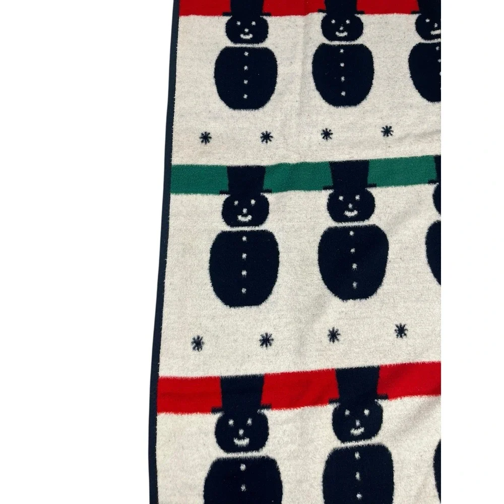 Vuteks Vukovar Crown Crafts Snowman‎ Blanket Reversible Navy White Christmas VTG